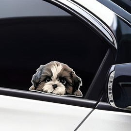 Shih Tzu Dog Car Window Decal, 2-Pack Waterproof Vinyl Stickers for Vehicles, Laptops#c066