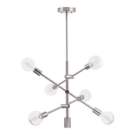Linea di Liara Stella Large Brushed Nickel Sputnik Light Fixture Mid Century Modern Chandelier Light Fixtures Ceiling Sputnik Pendant Lighting Starburst Chandelier, UL Listed