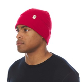 Gorro unisex de invierno cálido y 100% lana merina, color rojo