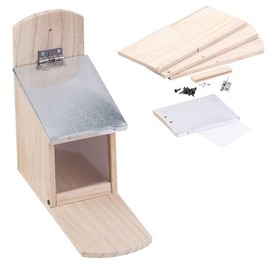 Royal Gardineer Squirrel House Construction Kit: Weatherproof Feeder with Metal Roof for Squirrel, Wooden Kit (Squirrel Feeder House, Squirrel Feeder Kit, Automatic Feeder)