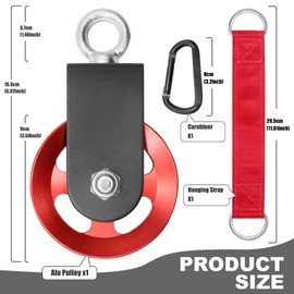 Aluminium pulley 90 mm, aluminium pulley pulley, rope pulley, fitness with U retaining bracket, pulley system, fitness pulley for ropes DIY