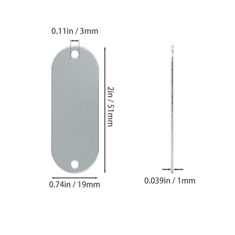 25 x Anodised Aluminium Engraving Blanks with 2 Holes (Silver)