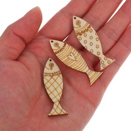 STOBOK 50pcs Small Wooden Fish Cutout Hanging Ornaments Unfinished Fish Shape Wood Slices for Boys and Girls' DIY Craft Art Projects Sea Themed