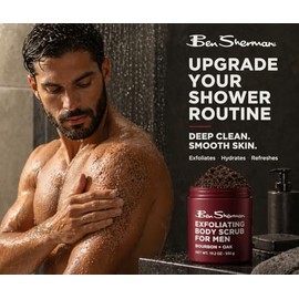Ben Sherman Exfoliante corporal para hombres con manteca de karité vitamina A y C, exfoliante corporal hidratante para una piel sana