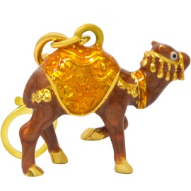 [YISHUI] （イスイ） キーホルダー 風水キーチェーン 駱駝 お守り 長寿 プレゼント 金運グッズ ビジネス 動物 装飾小物 イエロー