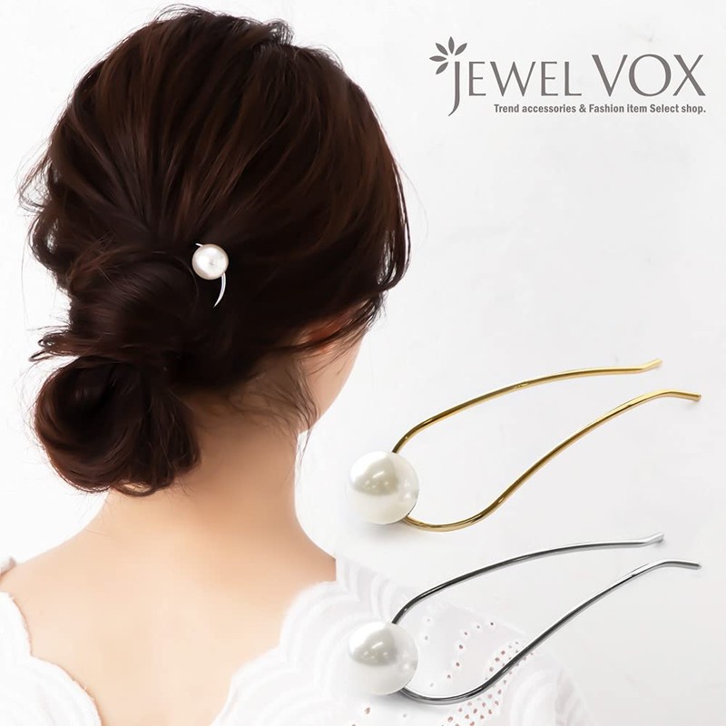 JewelVOX Hair Accessories Hair Comb Single Pearl Hair Ornament (Gold)