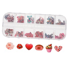 Ipetboom Valentine's Day Nail Art 18 Pack Heart Nail Decals Stickers Holographic Nail Patches Easy to Apply for Fingernails Toes Decorations