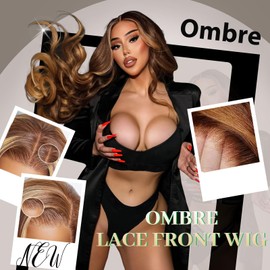 Shciyair Honey Blonde Wig Human Hair 200 Density Ombre Highlight Lace Front Wig Human Hair 13x4 HD Lace Front Wigs Human Hair Pre Plucked Body Wave Human Hair Lace Frontal Wig 22 Inch