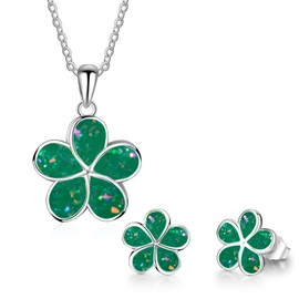 Jewellery Set For Women Necklace Pendant & Drop Earrings with Gift Box (Green)