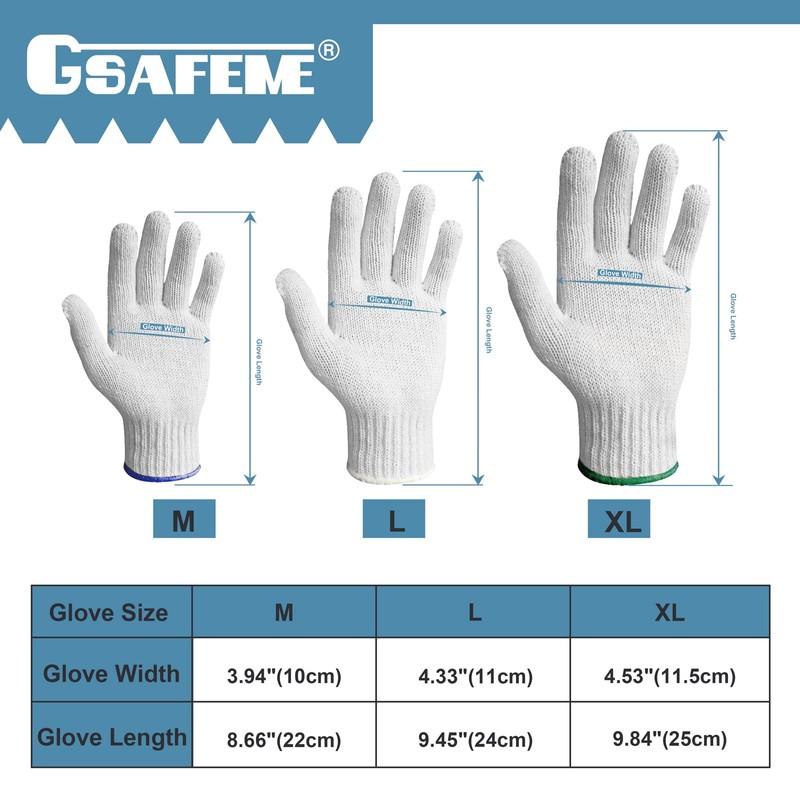 GSAFEME 12 Pairs Cotton Glove Liners for BBQ, Cooking, Grilling,