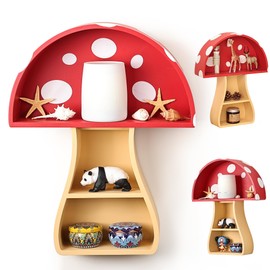 Fungi Fun Floating Mushroom Shelf: Whimsical Wall Decor for Nursery, Bedroom, Living Room, Kitchen & Bathroom, Cottage Core Room Decor, Perfect for Christmas Decor