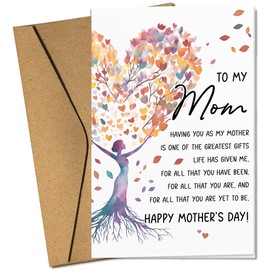 Pawzity Mothers Day Cards for Mom from Daughter, Son, Kids - Funny Mother's Day Card for Bonus Step Mom - Happy Religious Flowers 1st First Mother's Days Cards - Single 5.3''x 8'' Greeting Card