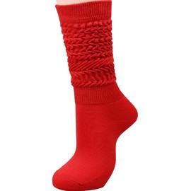 Galsang Women's socks Women's Knee-High Socks for Women,Soft Long Scrunch Cotton Boot Socks,#K3006 (US, Numeric, 5, 10, Regular, Regular, Red Knee High)