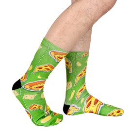 Benefeet Sox Mens Funny Crazy Socks Pizza Gifts Women Novelty Food Socks Kids Boys Cool Unisex 3D Print Patterned Basketball Tube Socks Funky Designer Socks Adults Youth Food Themed Gifts, Pizza Green