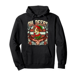 Jack Russell Terrier Oh Deer Christmas Dog Santa Claus Elf Pullover Hoodie