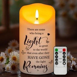 HN HAIINAA Flameless Memorial Candle, Real Wax LED Light with Remote Sympathy Bereavement Gifts for Loss of Loved One Sympathy Candles for Loss of Mother Father Mom Dad Son Remembrance Gifts (4" x 7")