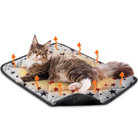 Clysee Self Warming Cat Bed Self Heating Dog Mat Star Pattern Warm Thermal Pet Pad Reflects Body Heat Washable Soft Puppy Crate Pad Anti Slip Kennel Mat Blanket for Indoor Pets(24 x 35 Inches)