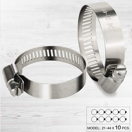 10 Pack Hose Clips 21-44 mm Jubilee Clips Metal Hose Clamp Adjustable Ducting Clamps for Securing Hoses and Pipes Tube