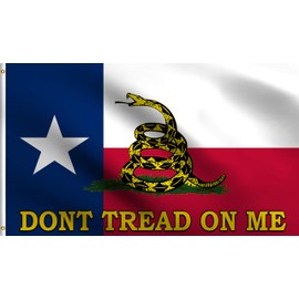 DMSE Gadsden Texas Gadsden Don't Tread On Me Flag 3X5 Ft Foot 100% Polyester 100D Flag UV Resistant (3' X 5' Ft Foot)