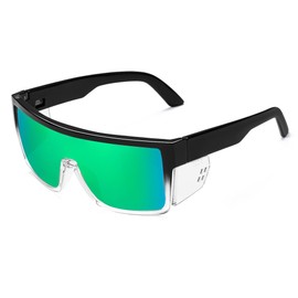 BINGKING Safety Polarized Sunglasses for Men and Women UV400 Protection and Includes Removable Side Shields,ANSI Z87 (Two tone (Green mirror))