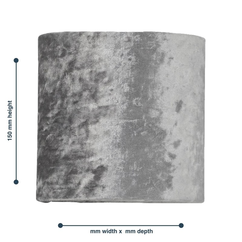 firstchoicelighting Set of 2 Grey Crushed Velvet Table Lamp Shades,