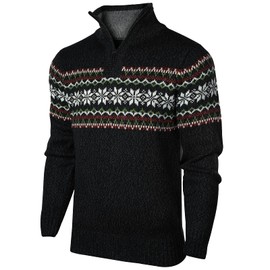 Superora Men's Jumpers Half Zip Pullover Sweater Knitwear Long Sleeve Set-in Knit Classic Black