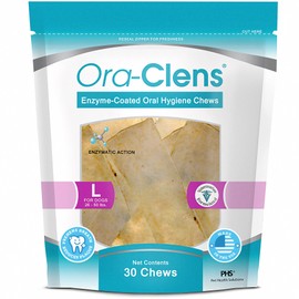 Ora-Clens Oral Hygiene Chews for Large Dogs-Enzymatic Dental Treats for Daily Oral Care, Cleans Teeth and Freshens Breath, Reduces Plaque, Bacteria and Tartar Build Up Without Brushing-30 Chews