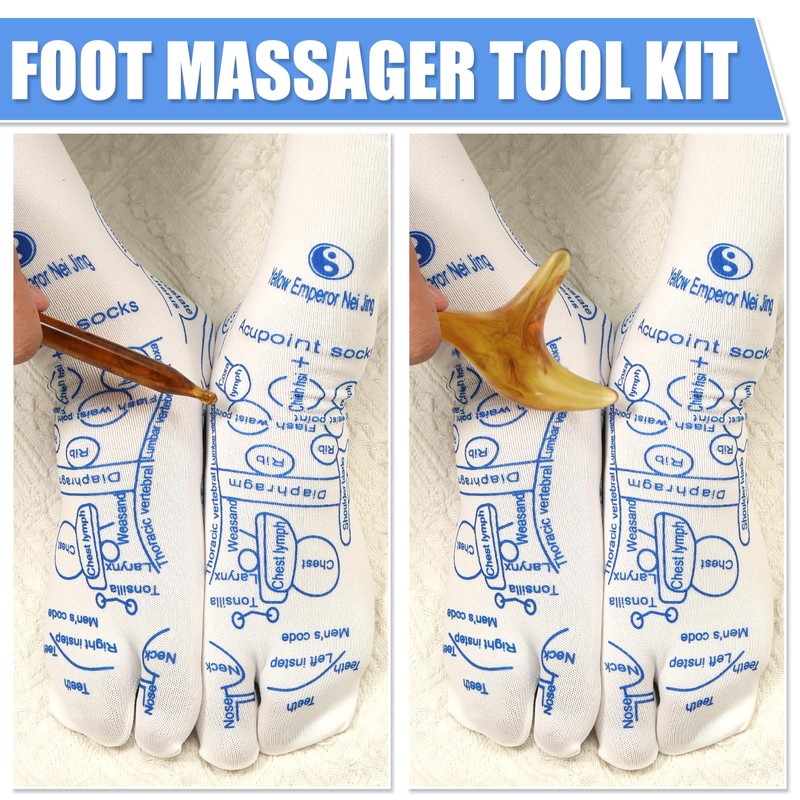 PEUTIER Foot Massage Socks with 2 Massage Tool, Pressure Point