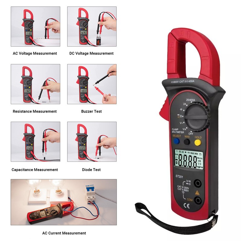 ANENG ST201 Digital Clamp Multimeter 4000 Counts Clamp Ammeters Transistor