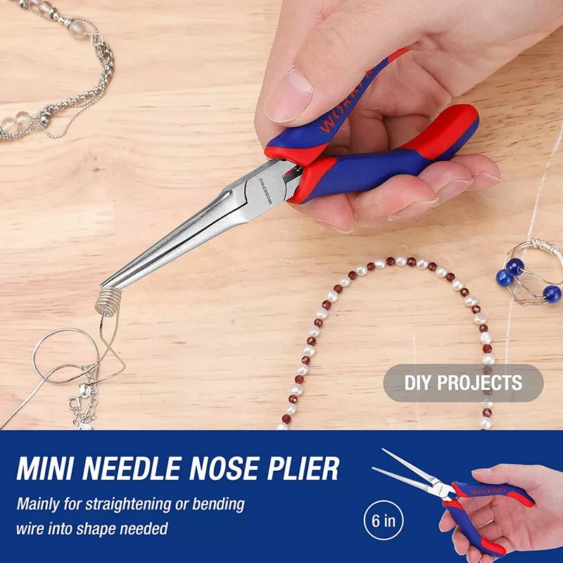 WORKPRO Mini Pliers Set 5” Long Nose Plier 6” Needle
