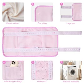 Teawind 2 PCS Castor Oil Pack, Reusable Wrap Adjustable Pack Wrap Kit for Liver, Aid Sleep, Auxiliary Liver and Abdominal Muscles to Improve Circulation Digestion(Castor Oil Not Included) (Pink)