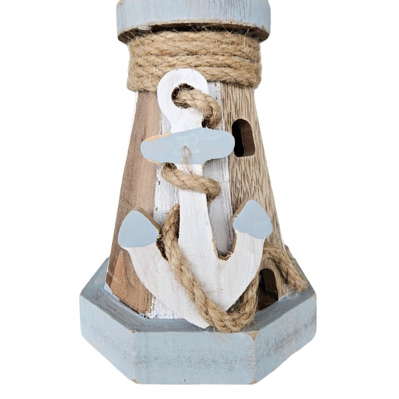 Meinposten Lighthouse Illuminated Wooden LED Decoration Maritime Anchor Beach Sea