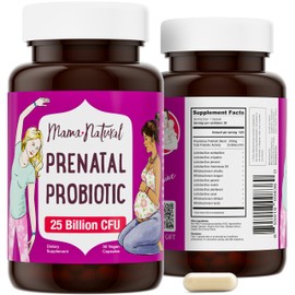 Mama Natural Prenatal Probiotics for Women – Gut & Immune Support for Pregnancy, Breastfeeding & Postpartum* | 25 Billion CFU, 12 Strain Probiotic & Prebiotic Blend to Support Mom and Baby