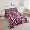 Feelyou Kids Pink Leopard Comforter Set Full Size Cheetah Duvet