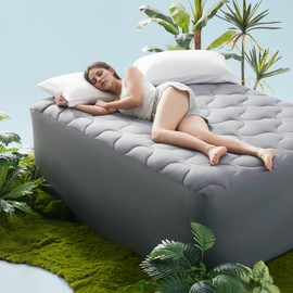 SLEEP ZONE Mattress Topper for Air Mattress, Mattress Pad Quilted Air Mattress Cover, Breathable and Noiseless Air Bed Mattress Protector with Deep Pocket Fits Up to 25 Inches (Queen)