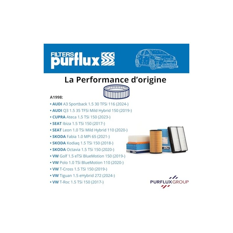 PURFLUX A1998 Engine Air Filter Filter Insert