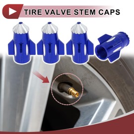 HEROFFIX 4 Pcs Pointed Head Rocket Shape Tire Valve Stem Caps Decorative Tyre Valve Dust Covers 7x27mm Blue Aluminum Alloy