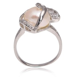 Sweet & Happy Girl's Store 11-12 mm Pink Pearl White Gold ¨¹Plated Ring US Size # 6 - # 8 by Occasional