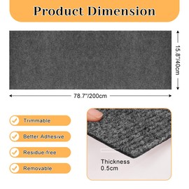 Cat Scratch Mat Self-Adhesive Cat Couch Protector, 78.7"x15.8" Trimmable Cat Scratch Pad Carpet Mat Pad Replacement for Cat Wall Shelves, Cat Scratching Post, DIY Couch Protector from Cat Claws