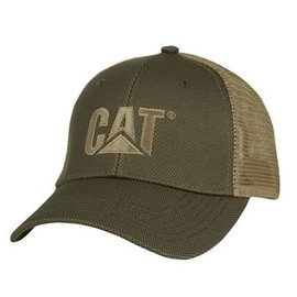 CAT Caterpillar Olive Green Hat w/Tan Summer mesh Overlay est.1925 New