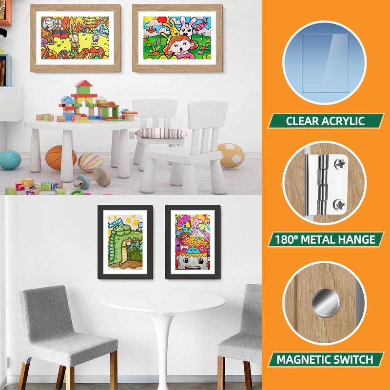 IMMERROT 4 Pack Kids Art Frames 8.5x11 Inch Kids Artwork