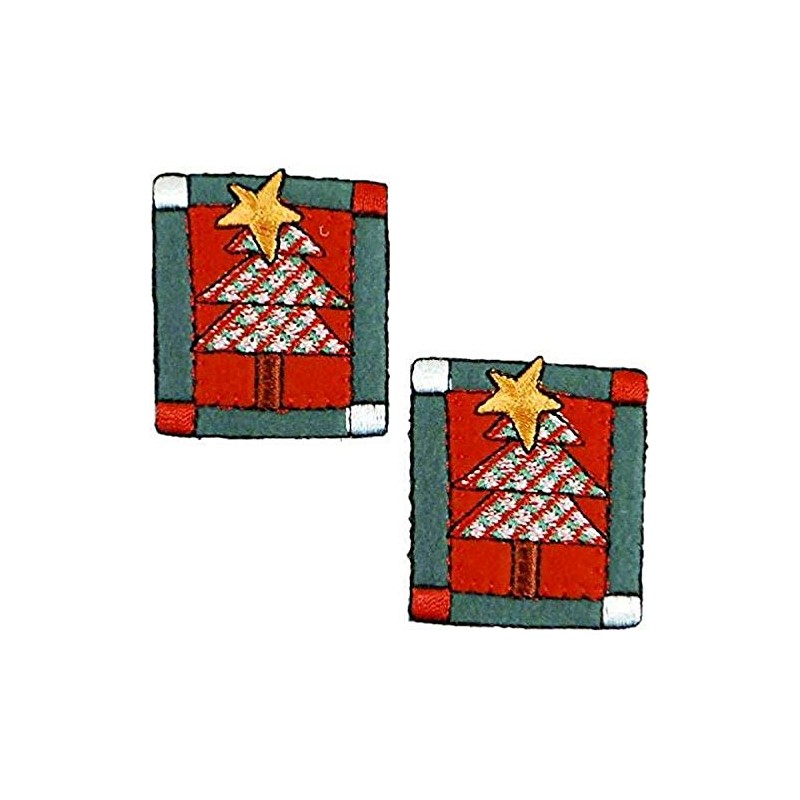 Expo International Christmas Tree Patch Iron-on Applique Trim Embellishment, Multi-Color,