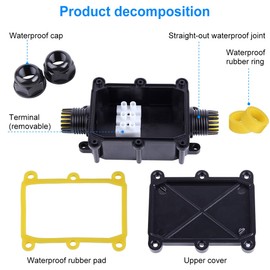 Junction Box Outdoor Waterproof IP68 2Way Plug Line M20 Coaxial Cable Connector Wire Range 5 to15mm Electrical External Power Cord Junction Boxes Protection Gland Electrical