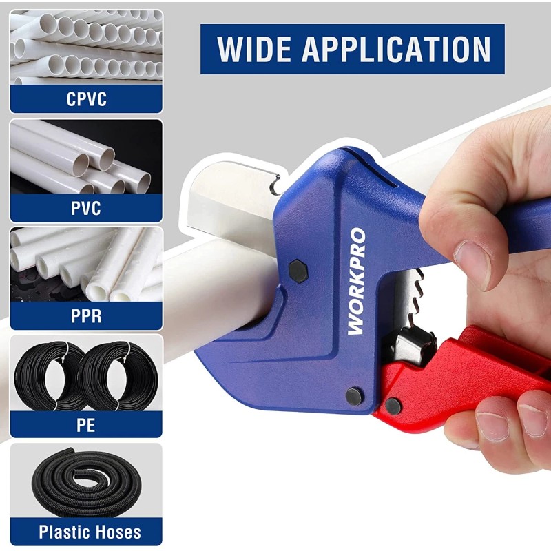 WORKPRO Ratchet PVC Pipe Cutter Up to 1-5/8" Plastic Pipe