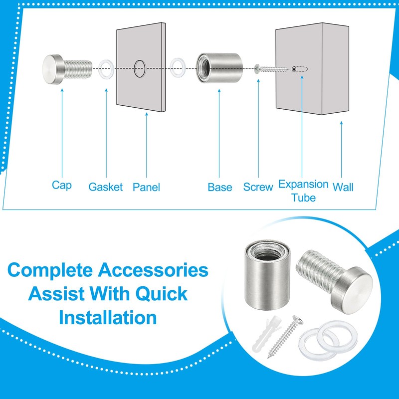 PATIKIL 1/2" x 2" Standoff Screws, 8 Pack Stainless Steel
