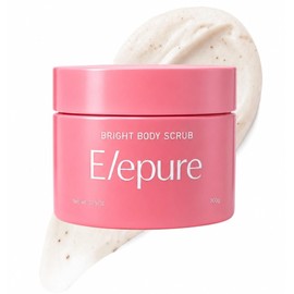 Elepure Bright Body Scrub, 10.6 oz (300 g), Cream, Scrub, Kaolin, White Clay, Glutathione Formulation, Moisturizing, Cuticle Care, Citrus Floral Scent
