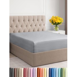 Twin Size Fitted Bed Sheet - Hotel Luxury Single Fitted Sheet Only - Fits Mattress Up to 16 - Extra Soft, Wrinkle Free, Breathable - Bottom Fitted Sheet - Steel Blue Single Fitted Sheet Only