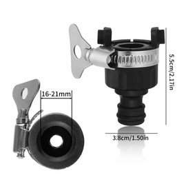 HAFRILY 2Pcs 16mm Universal Tap Connector Garden Hose Tap Connector Indoor and Outdoor Mixer Tap Hose Connector for Garden Kitchen Bathroom Adjustable Stainless Steel Collar Hose Adapter