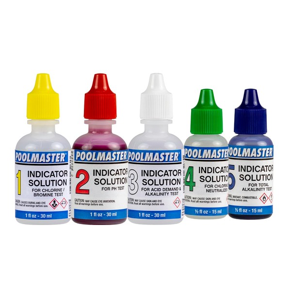 Poolmaster 23227 Replacement Indicator Solutions #1 - #5 For Spa or Swimming Pool Water Testing, Neutral, Small