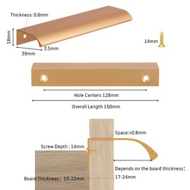 Flintronic 6 Pack Modern Gold 150mm x 128mm Aluminum Alloy Cabinet Hardware Handles